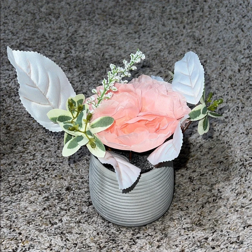 Elegant Pink Floral Arrangement in Gray Vase
